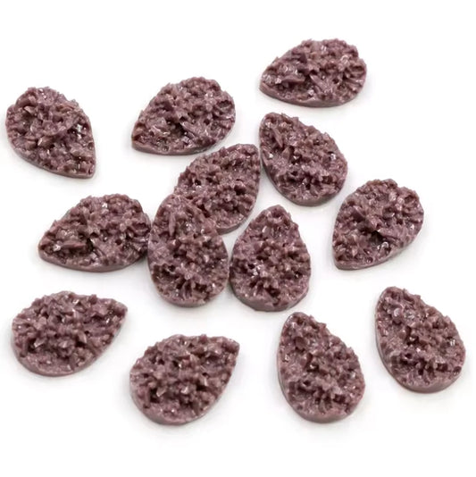 13*18mm Brown Textured Teardrop, Glue on, Resin Gem (Sold in Pair) Resin Gems
