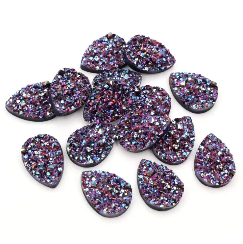 13*18mm Metallic Purple AB Textured Teardrop, Glue on, Resin Gem (Sold in Pair) Resin Gems