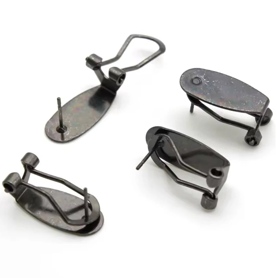 8.5*18.5mm Gunmetal Grey, Fingernail Lever back Earring Posts, Findings Studs, (Sold in Pair) Sundaylace Creations & Bling