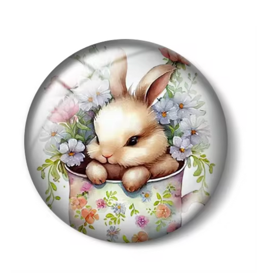20mm "Easter Bunnies SET" Cute Cartoon Printed Cab, Glue on, Resin Gems (Sold in 5 pair) Sundaylace Creations & Bling