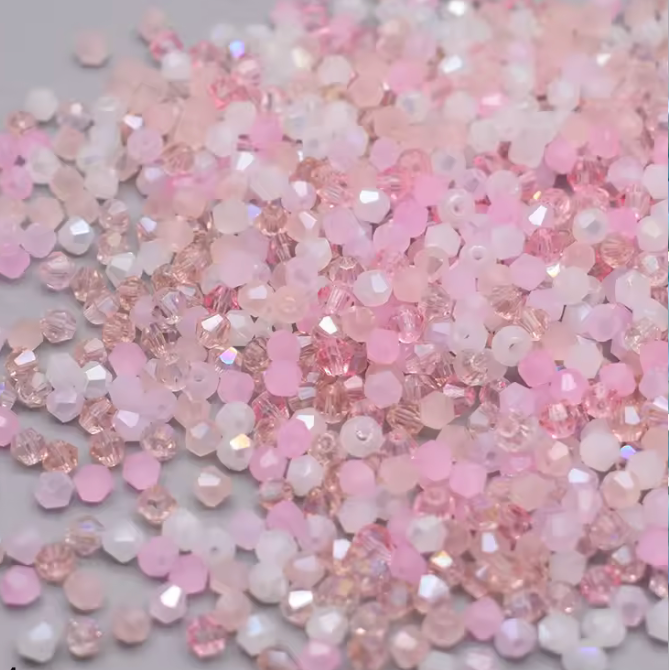 4mm Mixed Pink colour, Grade AAA Bicone Beads (200pcs) Bicone/Rondelle