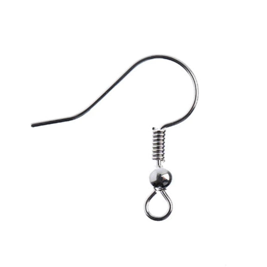 Silver (Brass/Tin) Colour Earring Fish Hook 100pcs, Basics Sundaylace Creations & Bling