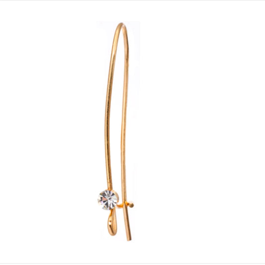 1.5in Gold Kidney Earwire w/Rhinestone Bling 10pcs, Basics Sundaylace Creations & Bling