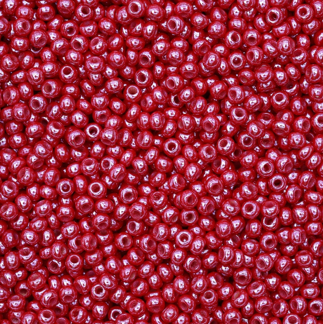 10/0 Dark Red LUSTER Opaque, Preciosa Seed Beads 22g 10/0 Preciosa Seed Beads