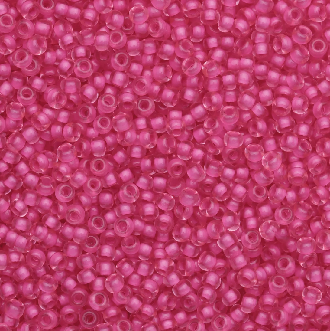 10/0 Pink/Dark Pink Colour lined Dyed Terra, Preciosa Seed Beads 22g 10/0 Preciosa Seed Beads