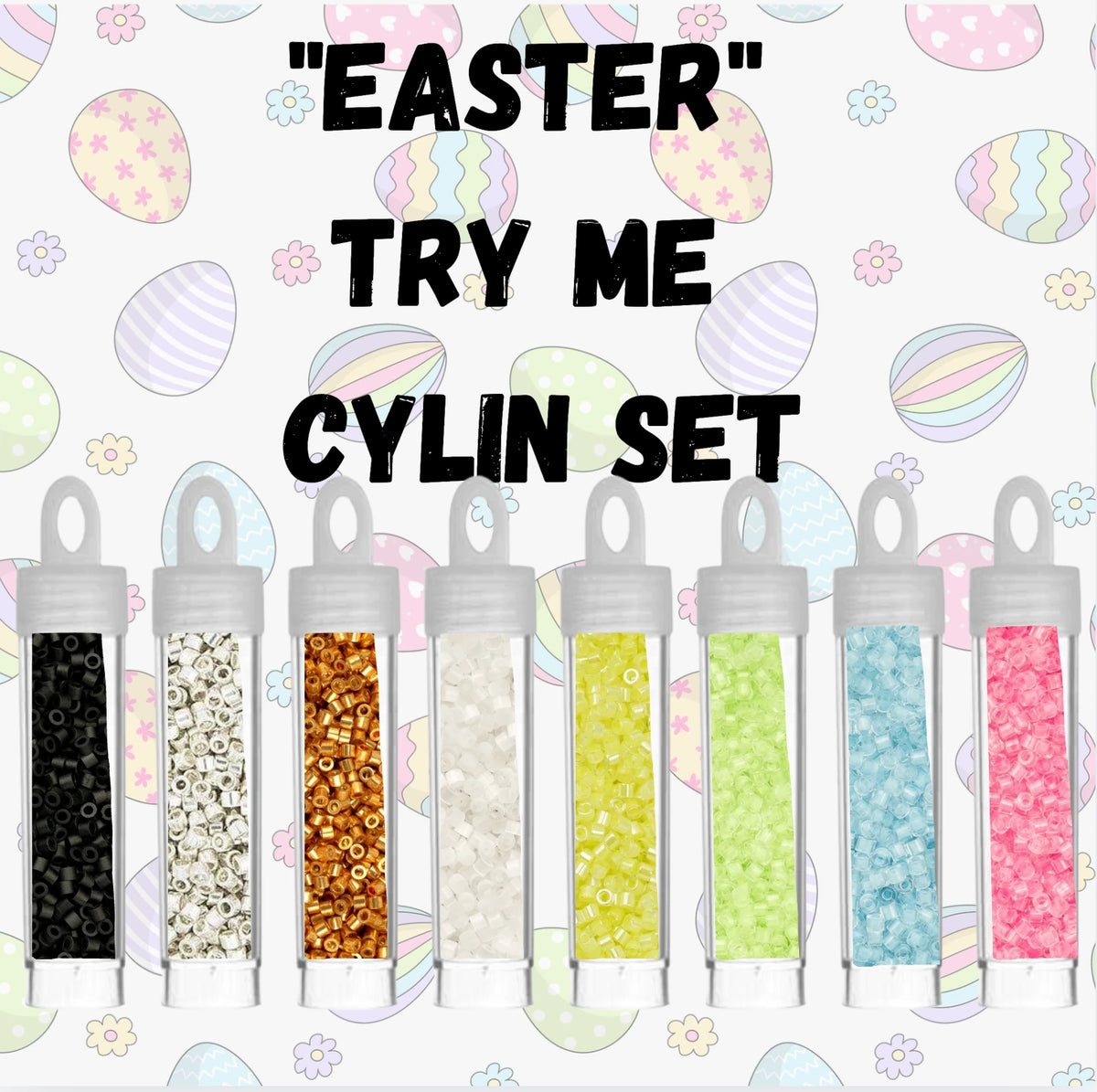 "Easter" Try Me Set, 8 x (5g) featuring Glow In The Dark 11/0 Cylin Beads, Promotions Cylin Bead 11/0