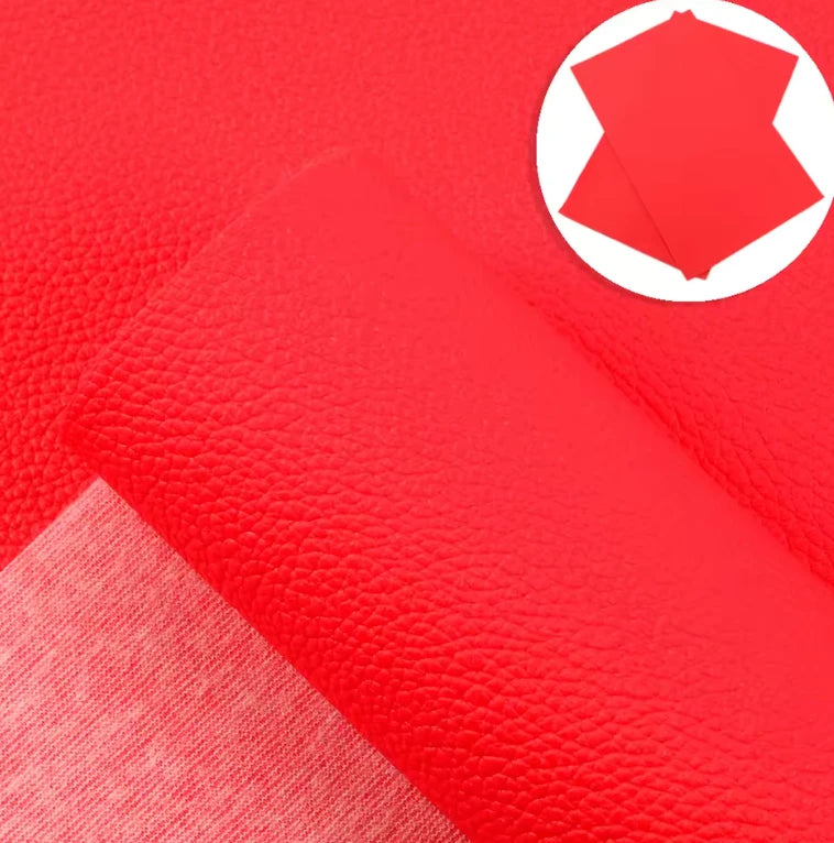 20*33cm Bright Red Leather Texture, Long Leatherette Sheet Basics Leatherette