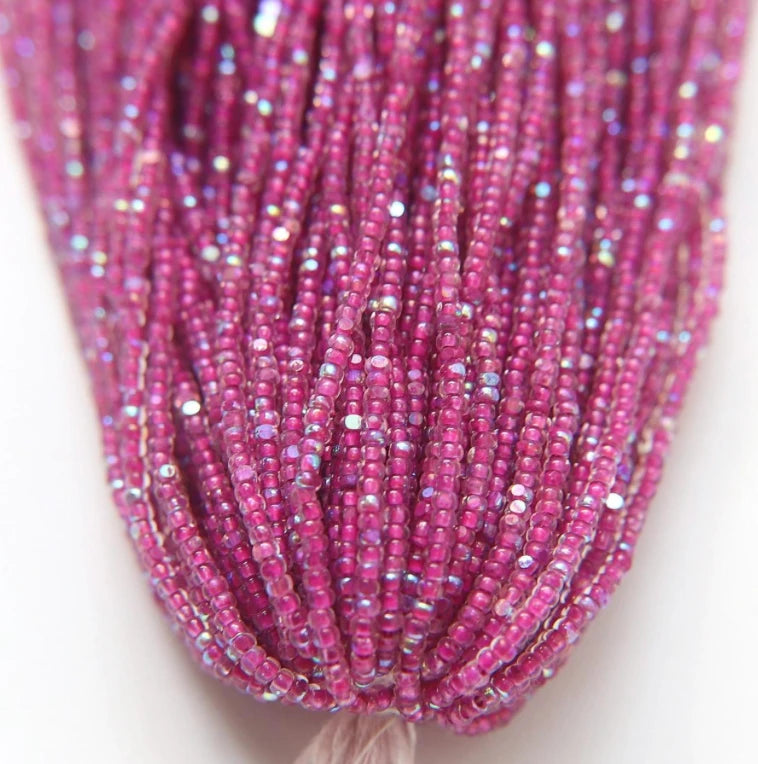 11/0 Charlotte Cut Seed Bead - Patina Opal Neon Red AB 10g India Sheen Charlotte Cut Seedbeads