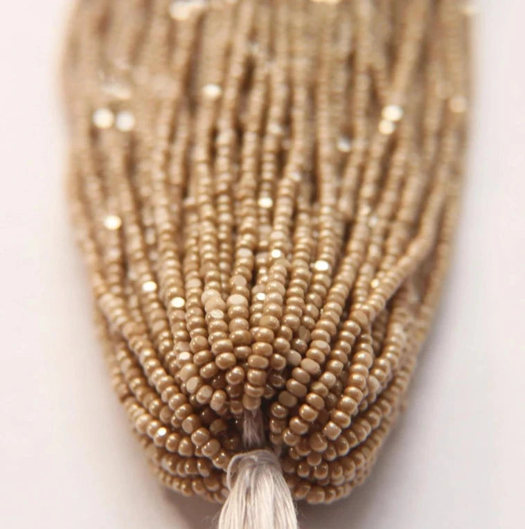 11/0 Charlotte Cut Seed Bead -Dark Beige Tan Opaque India Sheen Charlotte Cut Seedbeads