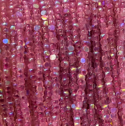 11/0 Charlotte Cut Seed Bead - Patina Opal Neon Berry Pink AB 10g India Sheen Charlotte Cut Seedbeads