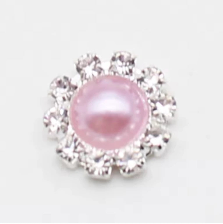 10mm Light Purple Pearl Rhinestone Framed Glue On Flat Back Gems (Sold in Pair) Resin Gems