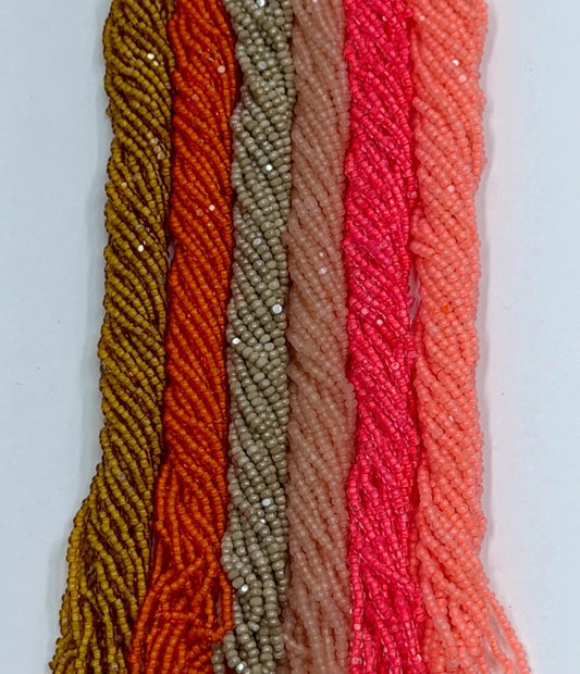 "Golden Hour Glow" Orange 6 x 11/0 Charlotte Seedbeads (10g) Hank Bundle, Promotions India Sheen Charlotte Cut Seedbeads