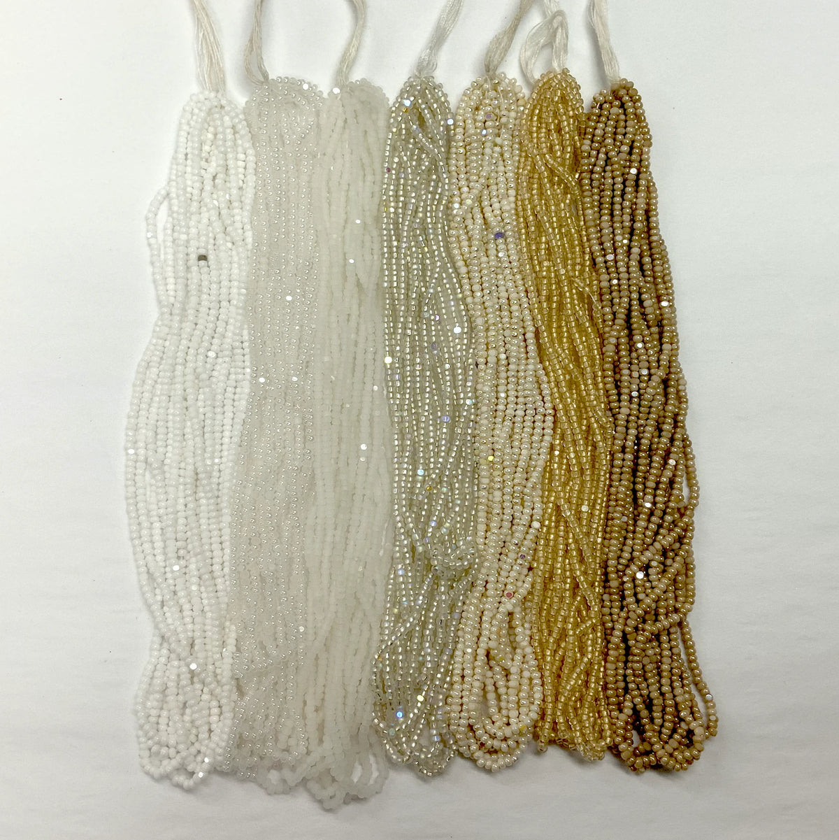 "Ivory Glow" 7 x 11/0 Charlotte India Bead Hank (10g) Bundle, Promotions India Sheen Charlotte Cut Seedbeads