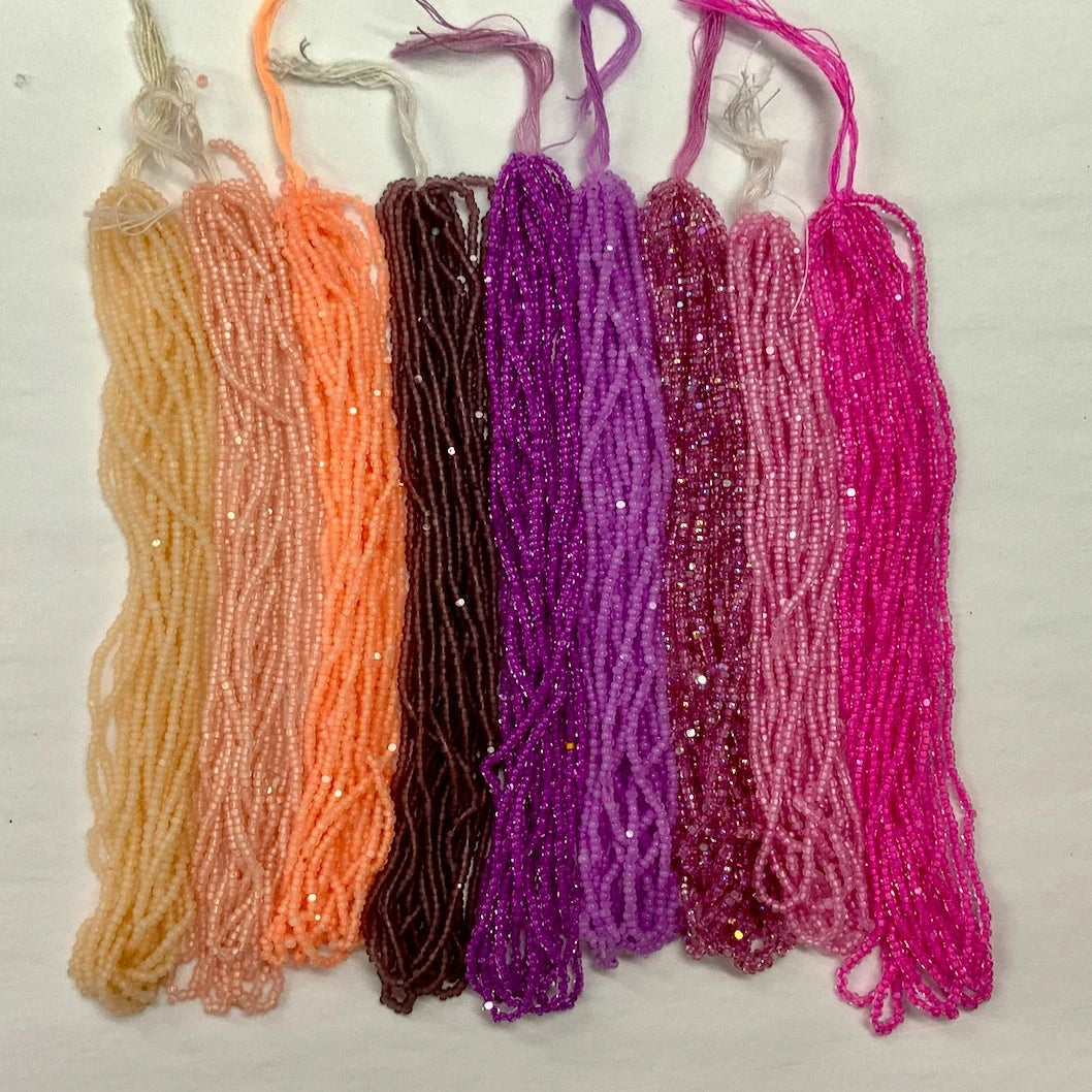 "Orchid Peach Bloom" 9 x 11/0 Charlotte India Bead Hank (10g) Bundle, Promotions India Sheen Charlotte Cut Seedbeads