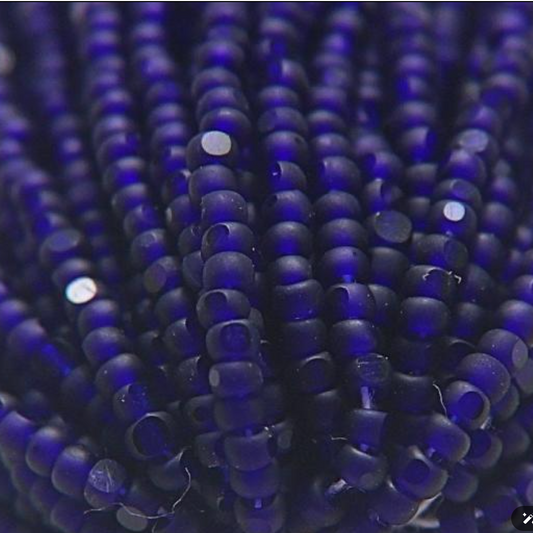 11/0 Charlotte Cut Seed Bead- Matte Royal Blue Transparent *10g Hank* India Sheen Charlotte Cut Seedbeads