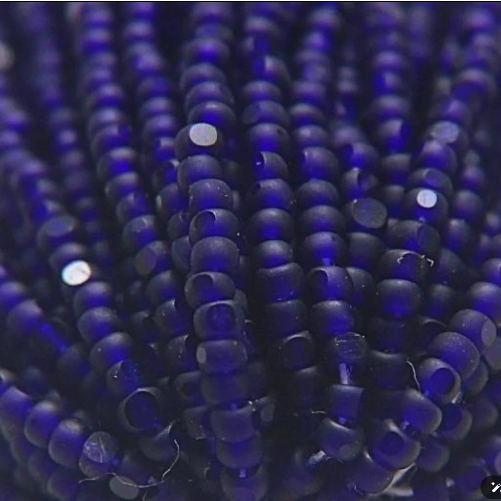 11/0 Charlotte Cut Seed Bead- Matte Royal Blue Transparent *10g Hank* India Sheen Charlotte Cut Seedbeads