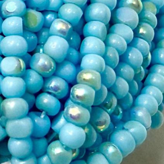 11/0 Charlotte Cut Seed Bead- Patina Turquoise Light Blue Aurore Boreale *10g LOOSE* India Sheen Charlotte Cut Seedbeads