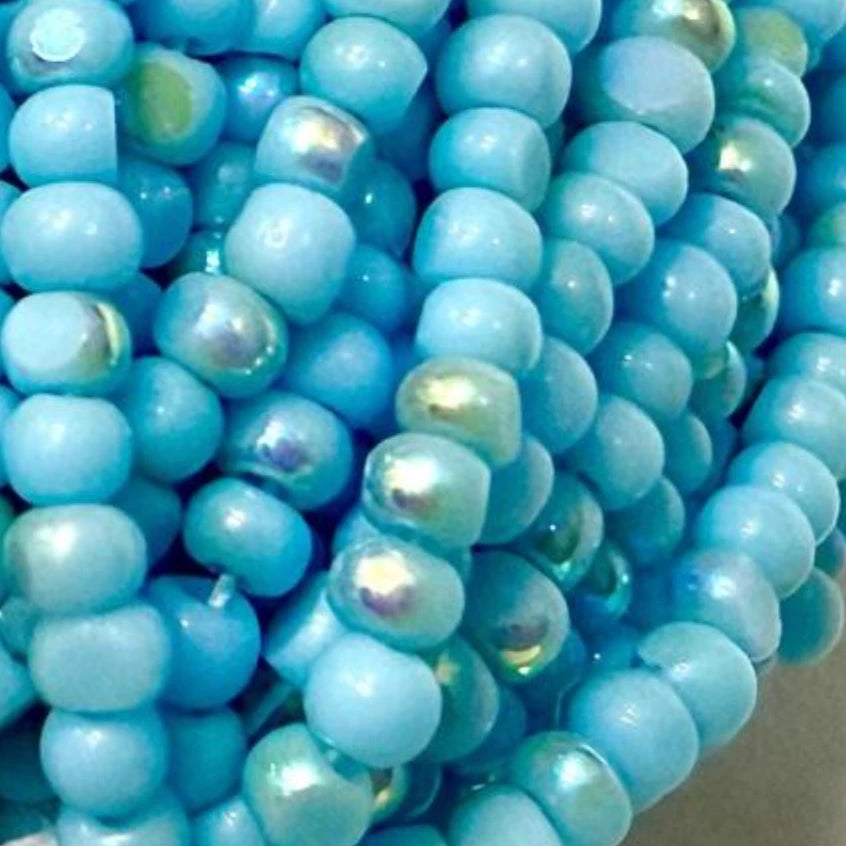11/0 Charlotte Cut Seed Bead- Patina Turquoise Light Blue Aurore Boreale *10g LOOSE* India Sheen Charlotte Cut Seedbeads
