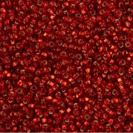 11/0 Light Red Silver lined (Square Hole) Preciosa Seed Bead 11/0 Preciosa Seed Beads