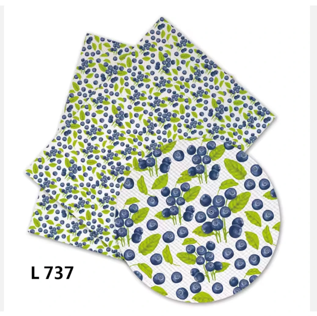 20*33cm Little Blueberries White Background, Long Leatherette Sheets Leatherette