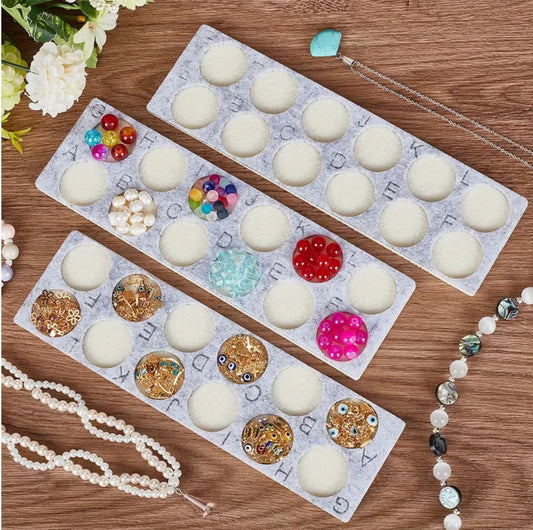6.5*22cm 12 Slot Grey/Ivory Beading Static Bead Mat, New Beader Basics Sundaylace Creations & Bling
