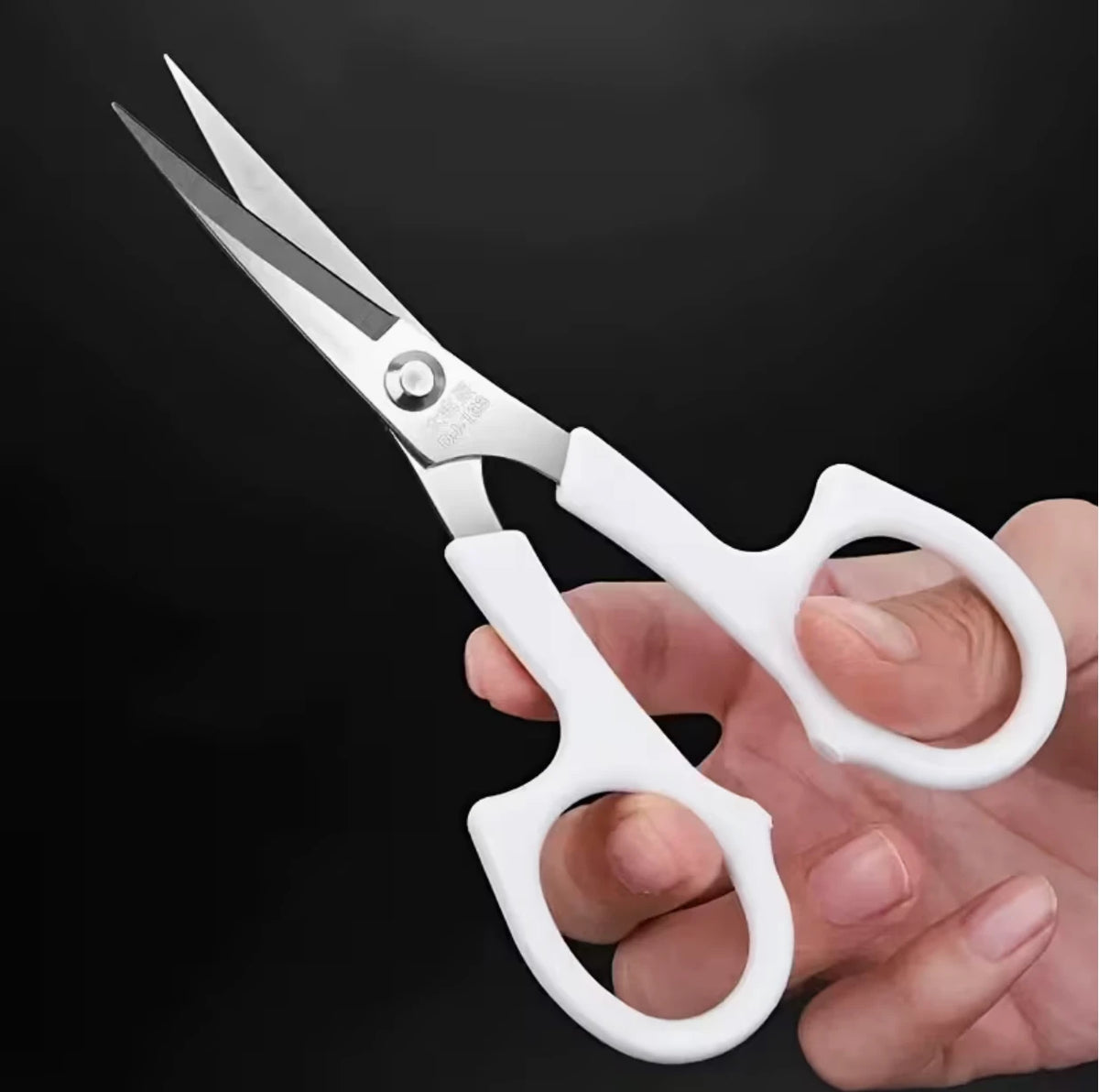 5.5" Bent Head White Handle Embroidery Scissors perfect for Tufting, Beading Scissors, Basics Plastic Rhinestone Banding Rope