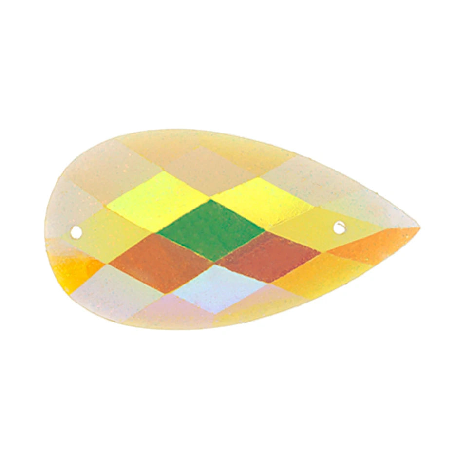16*30mm Yellow AB Long Teardrop Sew on Resin Gems (Sold in Pair) Resin Gems