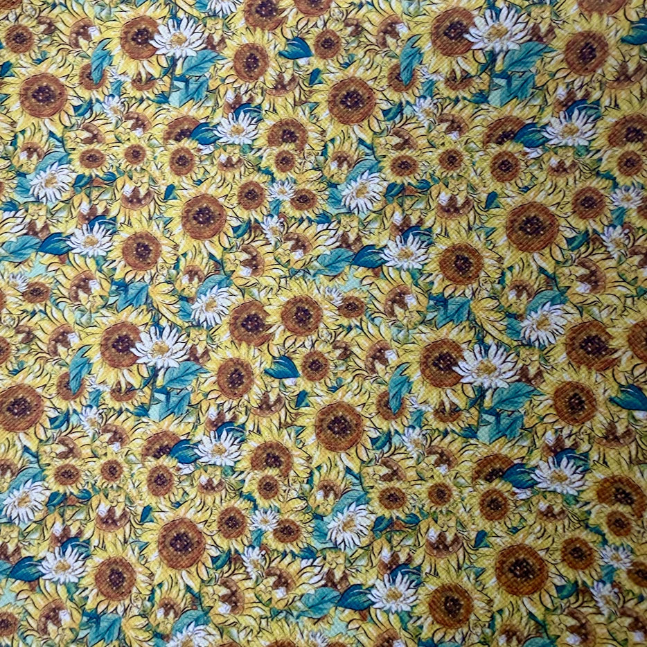 20*33cm Sunflower Yellow Green Print Background, Long Leatherette Sheets Leatherette