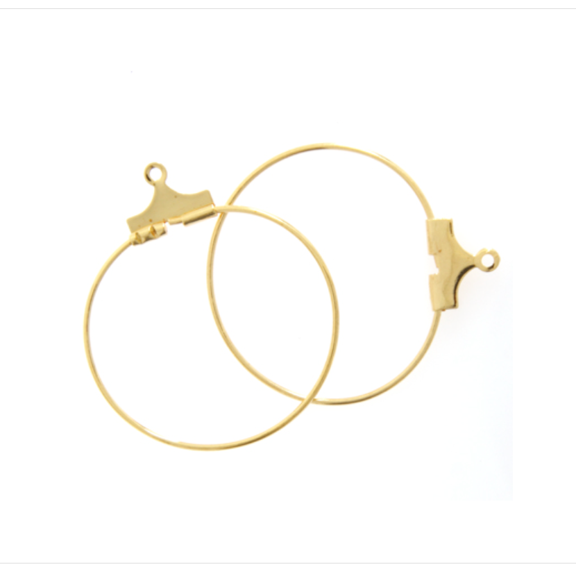 Ear Hoop Round 25mm Gold, New beader basics (5 pairs) Sundaylace Creations & Bling
