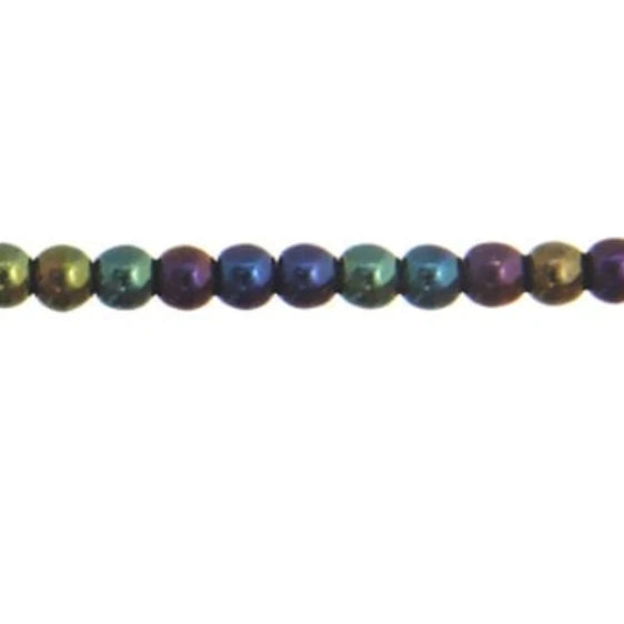 3mm Blue Iris Round Glass Bead, Single Strand (60pcs) Pearl Beads