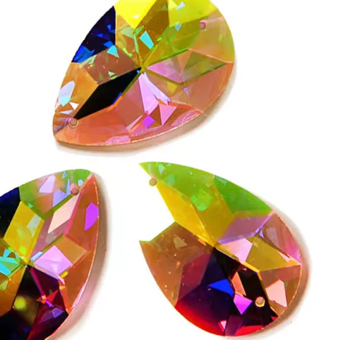 28*45mm Rose Sew on Mirror Teardrop AB Flatback Fancy Glass Gem Fancy Glass Gems