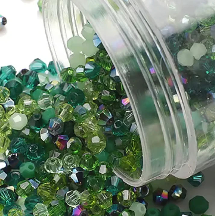 3mm Mixed Green AB Color Czech Bicone Glass Loose (500pcs) Bicone/Rondelle