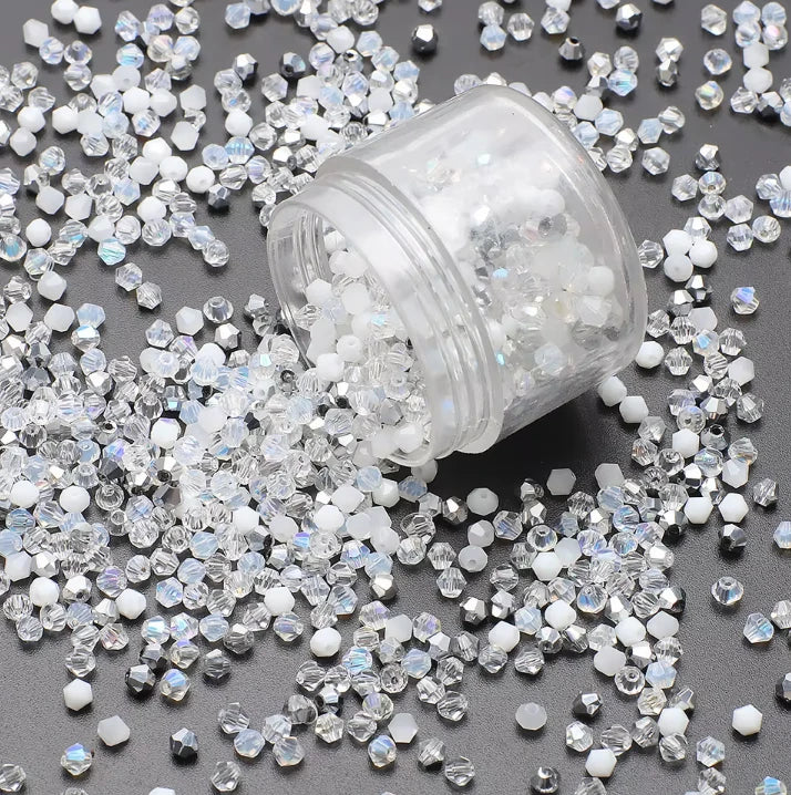 3mm White Mixed AB Color Czech Bicone Glass Loose 500pcs Bicone/Rondelle