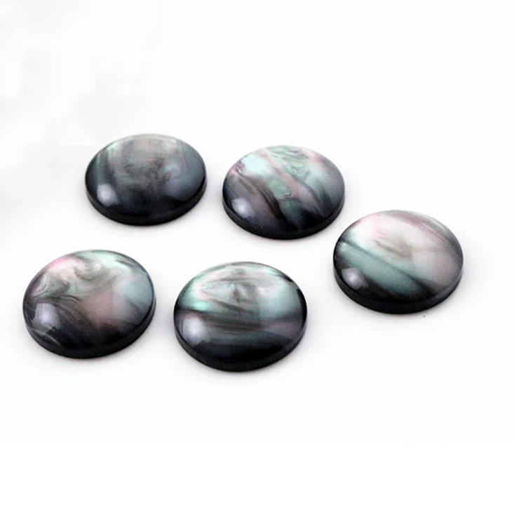 20mm Round Black Shell Flatback Resin Gem Resin Gems