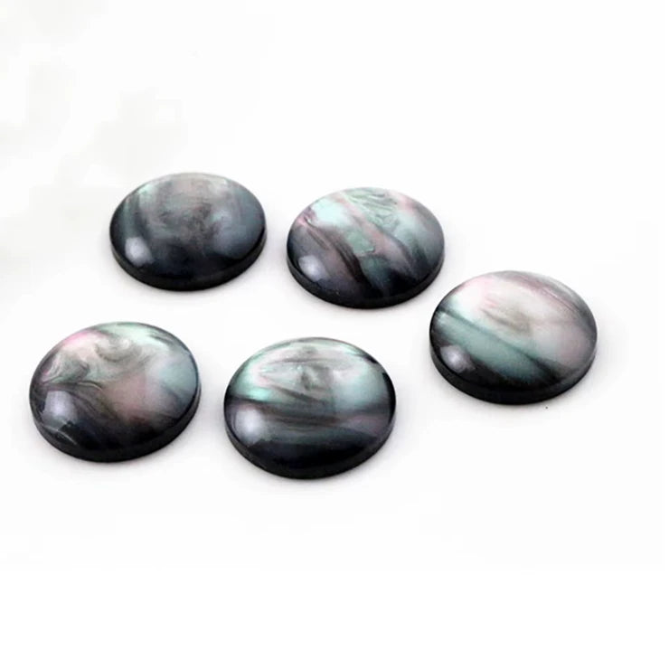 20mm Round Black Shell Flatback Resin Gem Resin Gems