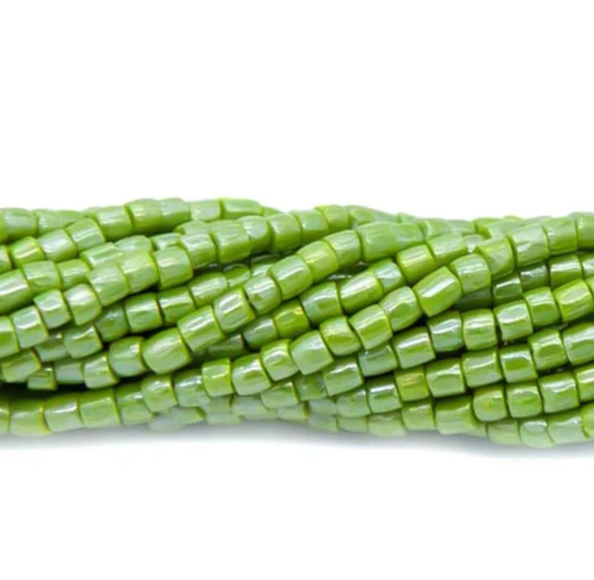 3 Cut 9/0 Beads Opaque Light Luster Olive Green Color 9SC383-OV *Hank* Tri-Cut Beads Preciosa