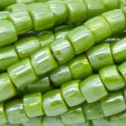 3 Cut 9/0 Beads Opaque Light Luster Olive Green Color 9SC383-OV *Hank* Tri-Cut Beads Preciosa