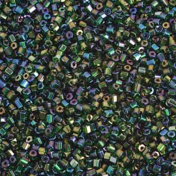 10/0 2-Cut Beads, Transparent Green AB Strung (Hank) Preciosa Ornela Two Cut Beads