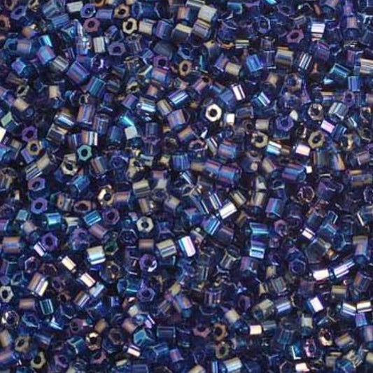 10/0 2-Cut Beads, Transparent Aqua Blue AB Strung (Hank) Preciosa Ornela Two Cut Beads