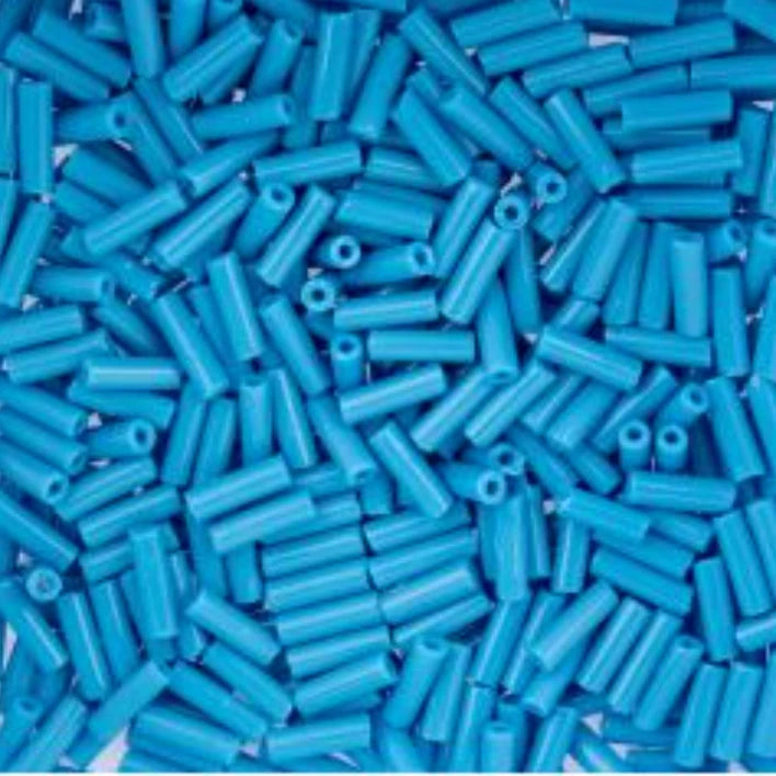 Czech Bugle Beads apx. 19g Vial #3 Opaque Medium Blue John Beads
