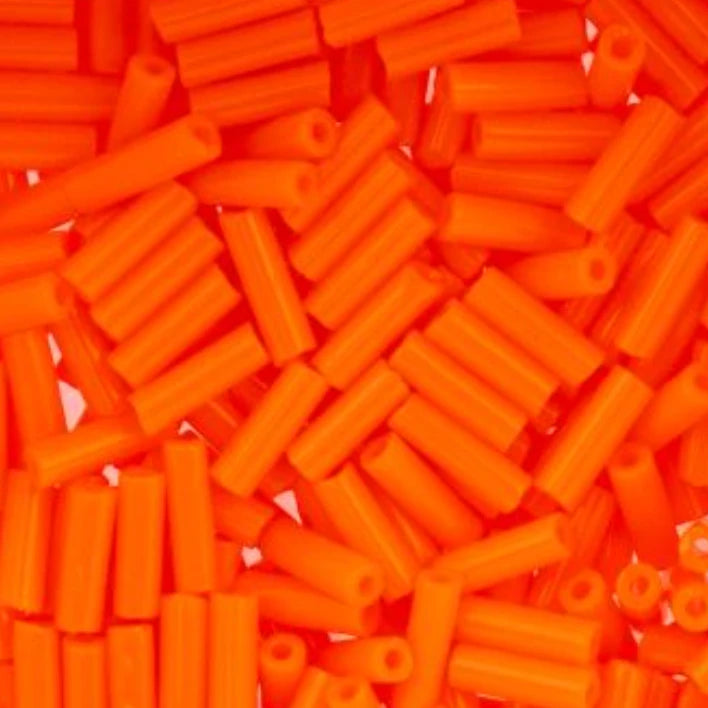 Czech Bugle Beads apx. 19g Vial #3 Opaque Orange John Beads