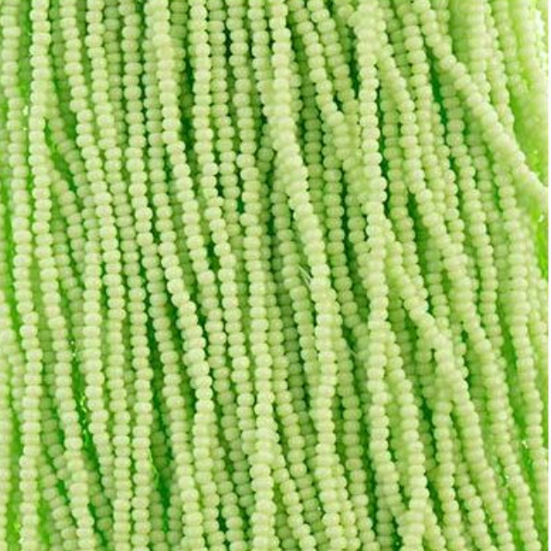 13/0 Charlotte Cut Czech Seed Bead - Opaque Pale Green (Short Hank) Czech Preciosa Charlotte Cut Seedbeads