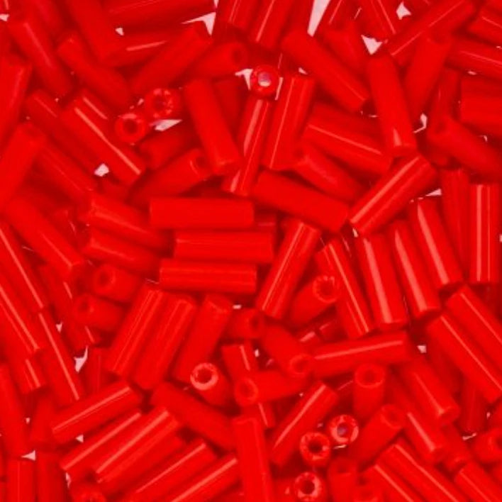 Czech Bugle Beads apx. 19g Vial #3 Opaque Light Red John Beads