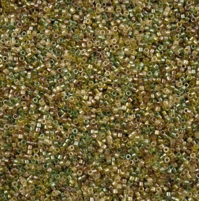 Delica 11/0 RD Spring Field Greens Colour Lined Mix (0989v) (5.2g) Miyuki Delica Beads