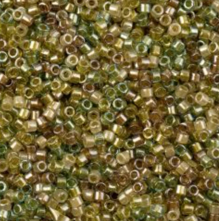 Delica 11/0 RD Spring Field Greens Colour Lined Mix (0989v) (5.2g) Miyuki Delica Beads