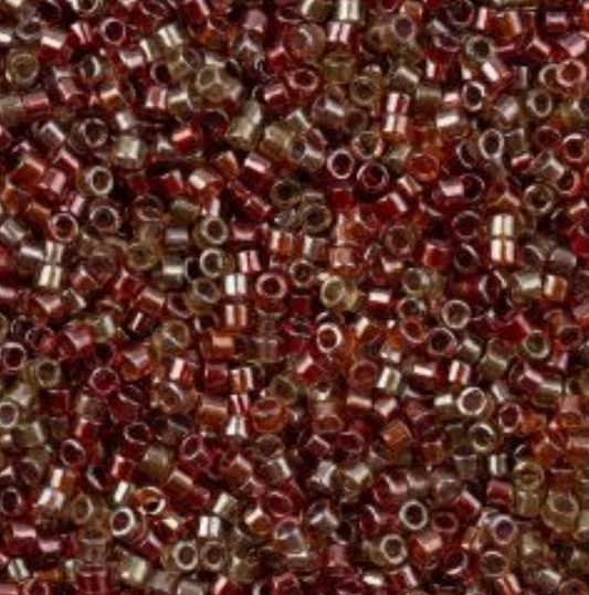 Delica 11/0 RD Sparkling Peach Red Sangria Colour Lined Mix (0990v) (5.2g) Miyuki Delica Beads