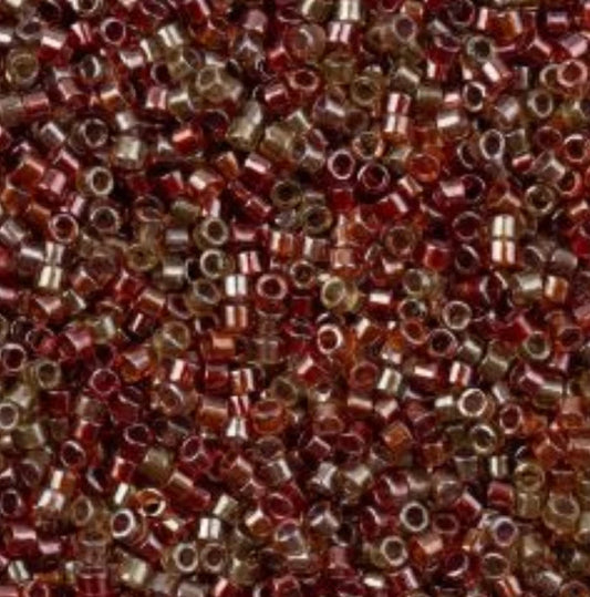 Delica 11/0 RD Sparkling Peach Red Sangria Colour Lined Mix (0990v) (5.2g) Miyuki Delica Beads