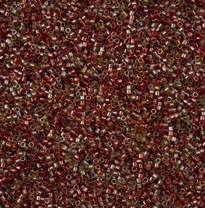 Delica 11/0 RD Sparkling Peach Red Sangria Colour Lined Mix (0990v) (5.2g) Miyuki Delica Beads
