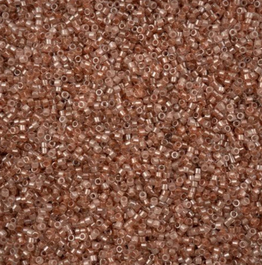 Delica 11/0 RD Transparent Salmon Colour Lined Mix (0988v) (5.2g) Miyuki Delica Beads