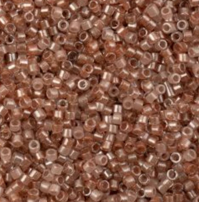 Delica 11/0 RD Transparent Salmon Colour Lined Mix (0988v) (5.2g) Miyuki Delica Beads